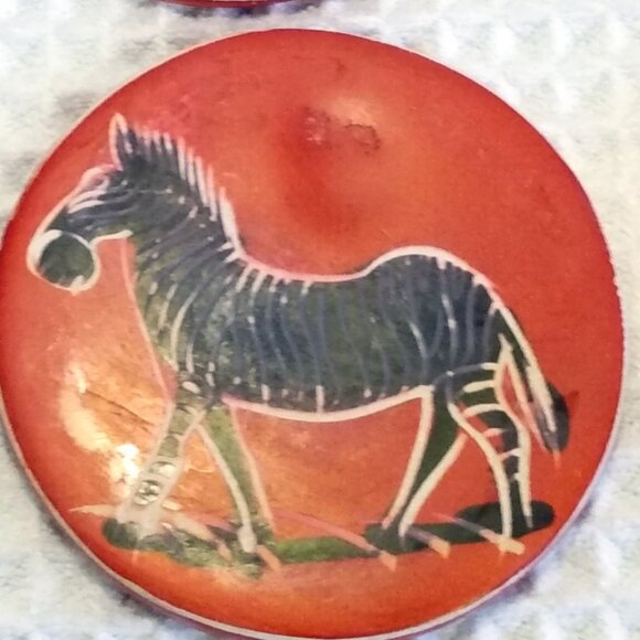 African Animals Hand Carved Kisii Soapstone Coasters-Set of 6-Black/Red/White - Picture 11 of 11